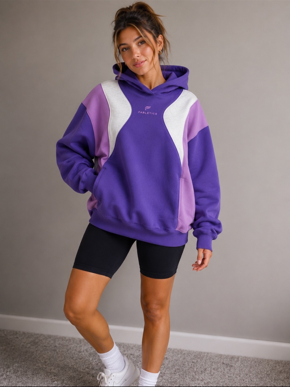 Fabletics Purple Colorblock Oversized Hoodie Women’s Sweatshirt Athleisure
